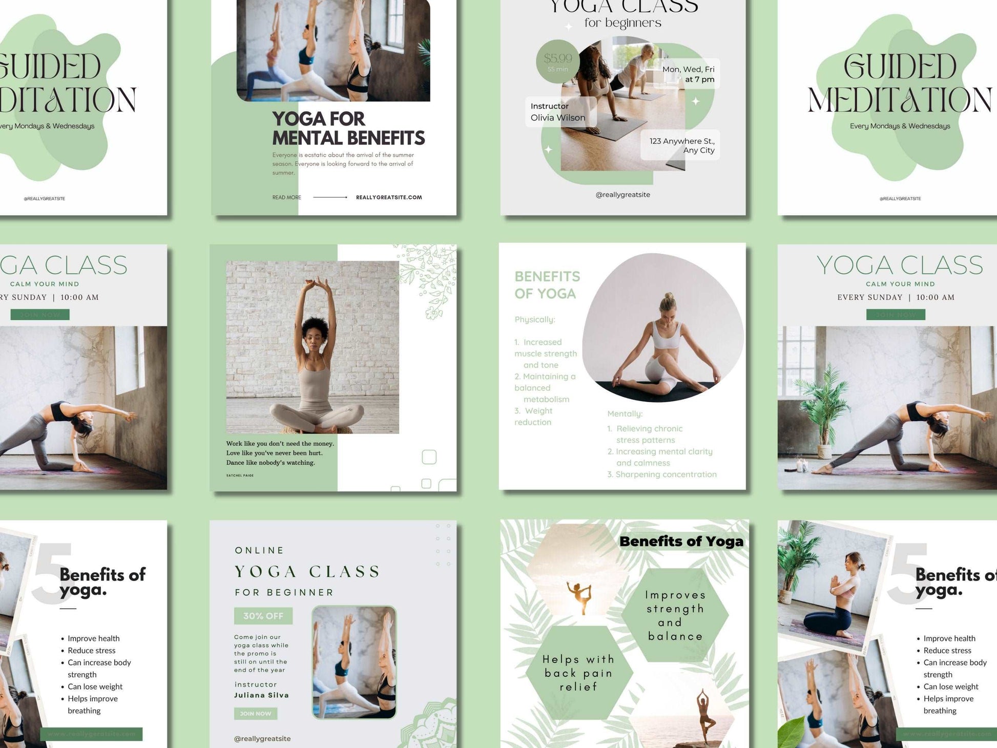 PLR Yoga Instagram Post Templates, Yoga Teacher, Fitness Instructor, Pilates Instructor, Health Instagram Template, Fitness Influencer Passive Income Lab