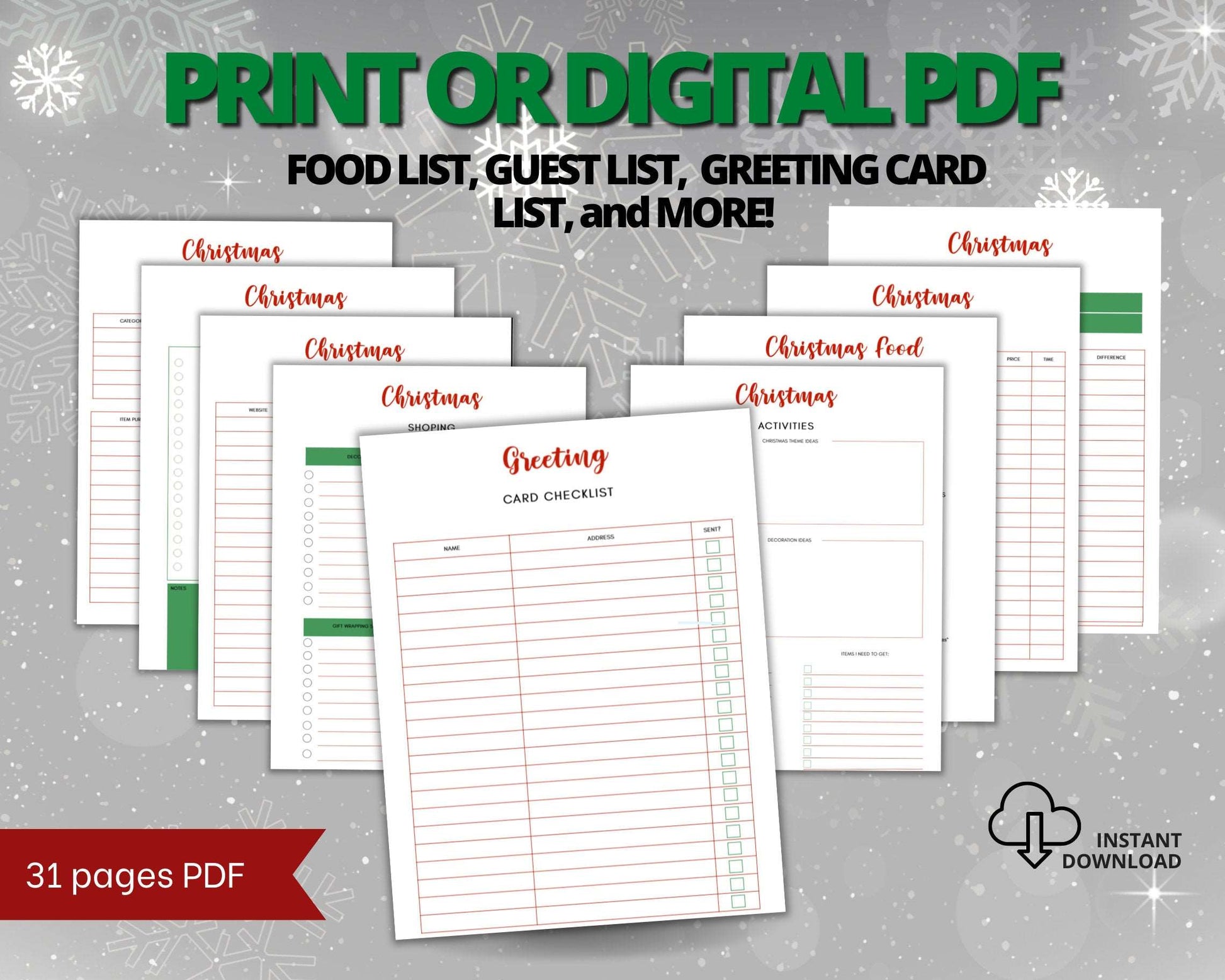 PLR Christmas Planner Printable, PLR, PLR planner, Christmas Activities, to do list, Gift Budget Planner, Holiday Season, Free Presets Passive Income Lab