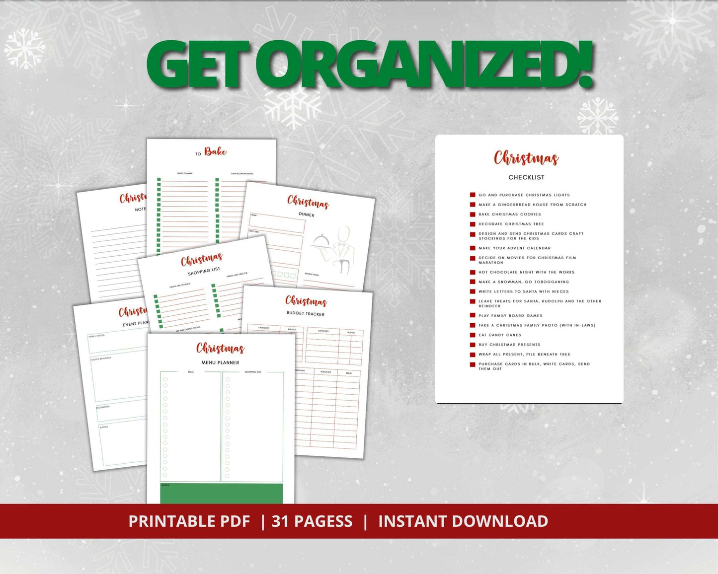 PLR Christmas Planner Printable, PLR, PLR planner, Christmas Activities, to do list, Gift Budget Planner, Holiday Season, Free Presets Passive Income Lab