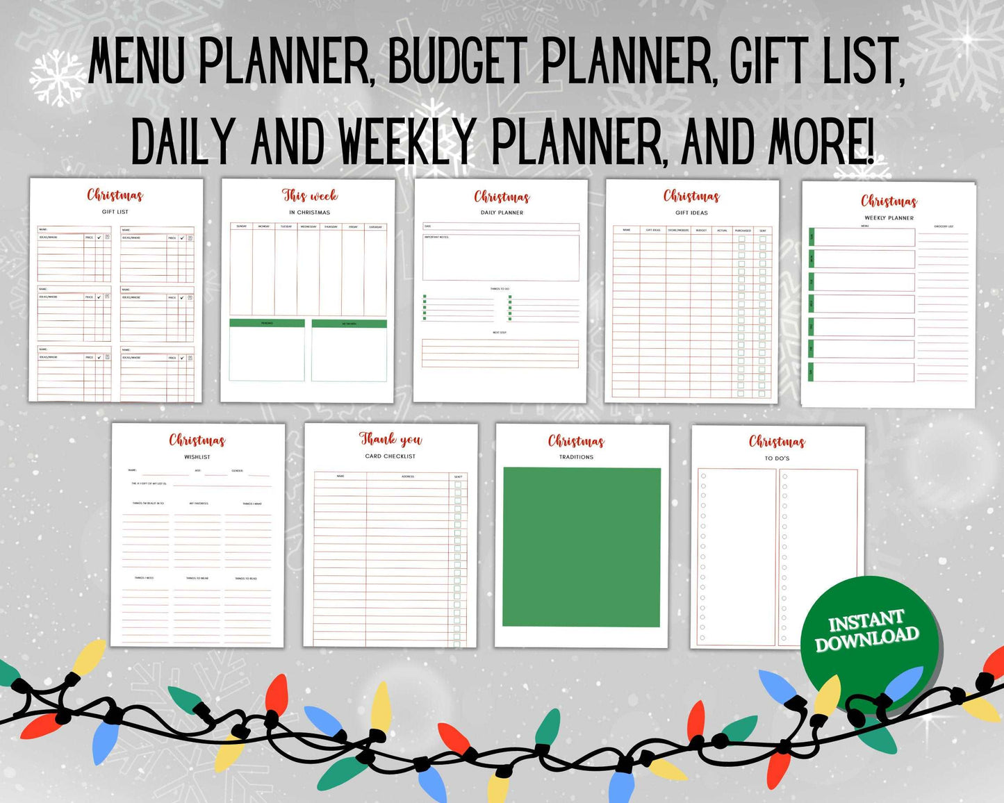 PLR Christmas Planner Printable, PLR, PLR planner, Christmas Activities, to do list, Gift Budget Planner, Holiday Season, Free Presets Passive Income Lab