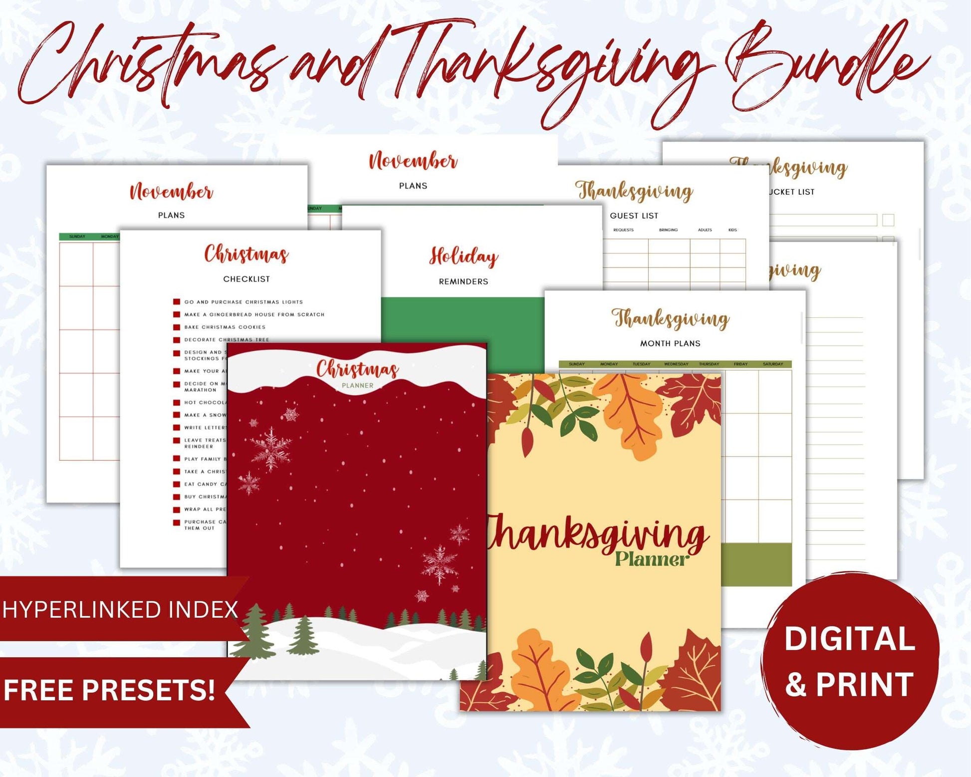 PLR Holiday Planner Digital Bundle with Free Presets Passive Income Lab