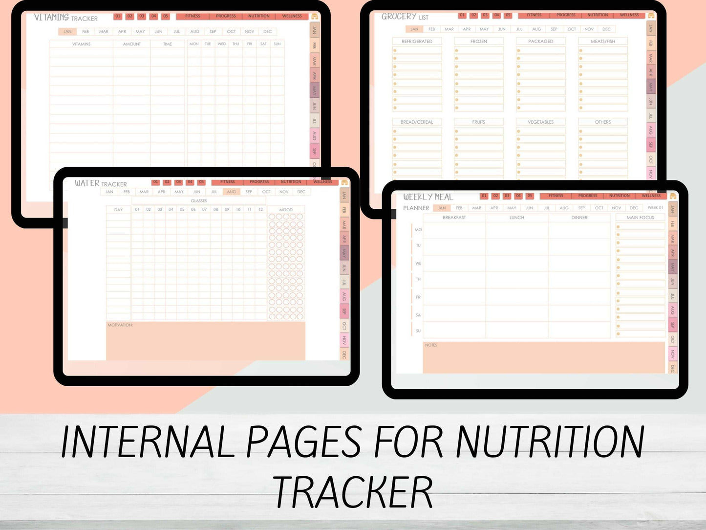 PLR Health Planner Bundle with Weekly Planner Undated and Hyperlinked Fitness Planner Passive Income Lab