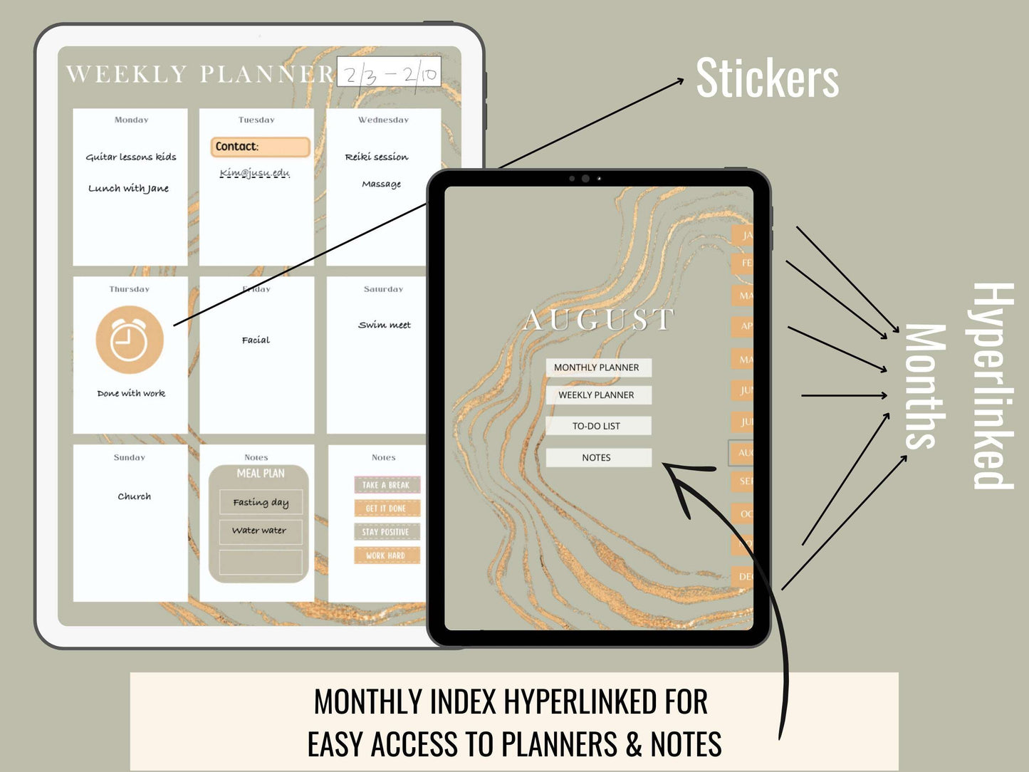 PLR Health Planner Bundle with Weekly Planner Undated and Hyperlinked Fitness Planner Passive Income Lab