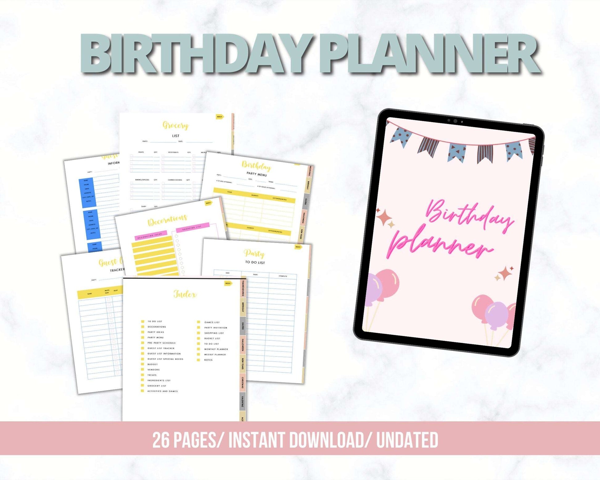 PLR Digital Holiday Planner Bundle, Hyperlinked all-in-one Passive Income Lab