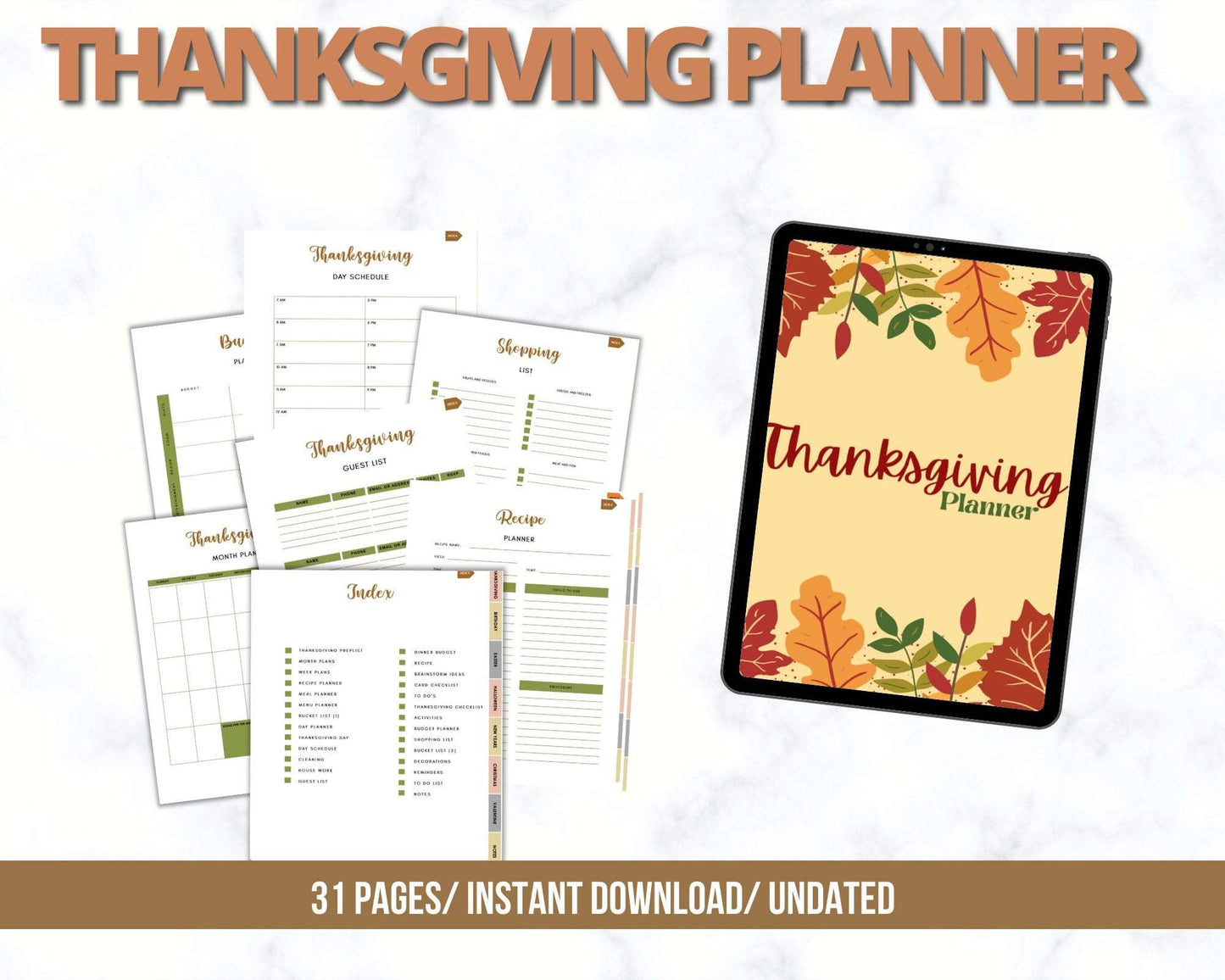 PLR Digital Holiday Planner Bundle, Hyperlinked all-in-one Passive Income Lab