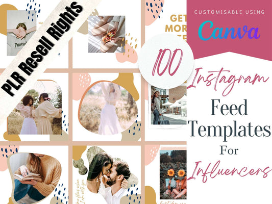 PLR Templates, PLR Instagram Feed Templates, Plr Digital Products, IG Templates for Influencer Editable, Influencer Marketing Media Kit Passive Income Lab