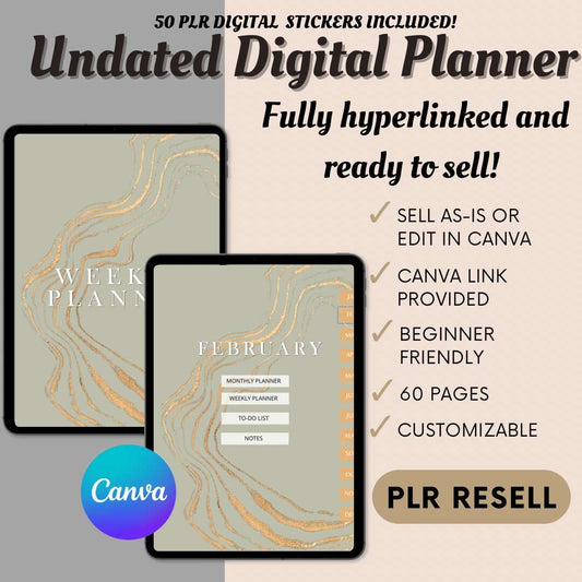 PLR DIGITAL PRODUCTS PLANNER, Canva and Sell As Is Unlimited Versions Passive Income Lab