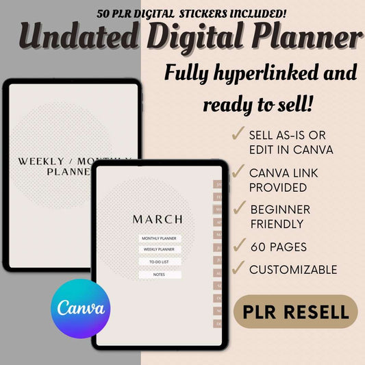 PLR DIGITAL PRODUCTS, Plr Undated Goodnotes Planner, Plr weekly digital planner, Monthly Digital Planner, Resell Rights, Goodnotes Template Passive Income Lab