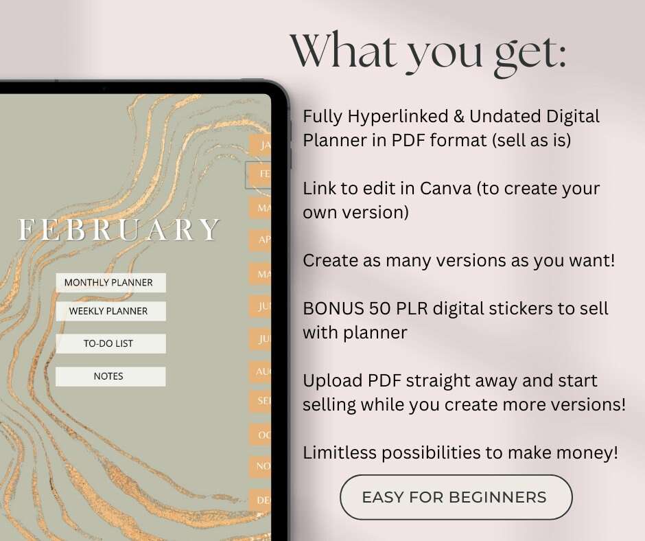 PLR DIGITAL PRODUCTS PLANNER, Canva and Sell As Is Unlimited Versions Passive Income Lab