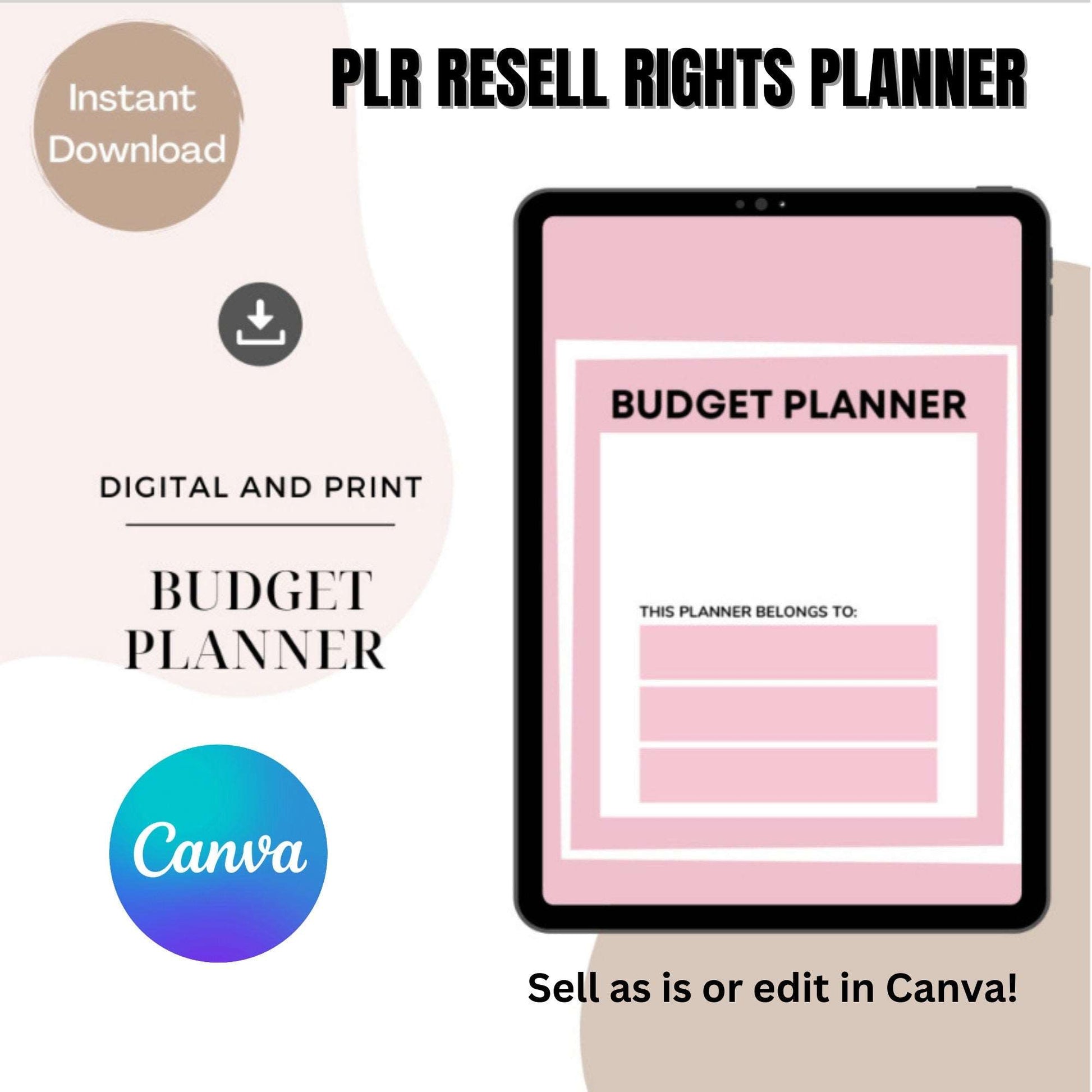 PLR Digital Products, Resell Digital Budget Planner, Printable Budget Planner, Finance Tracker, Finance PLR, Digital Finance, PLR Passive Income Lab